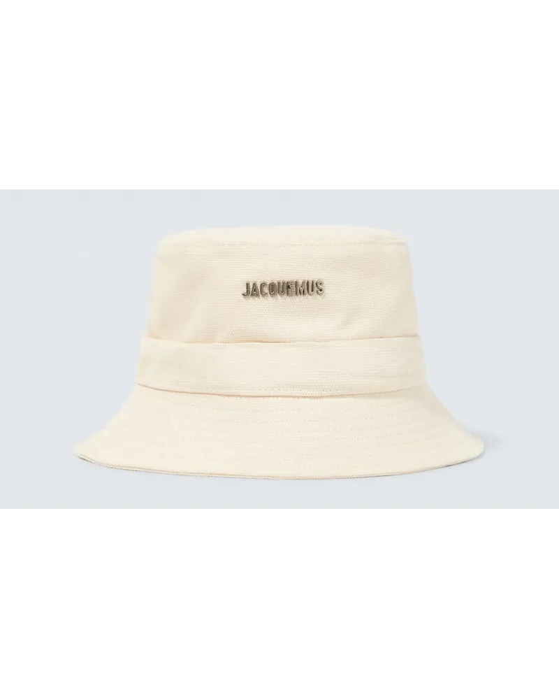 Jacquemus Cappello da pescatore con logo Bianco