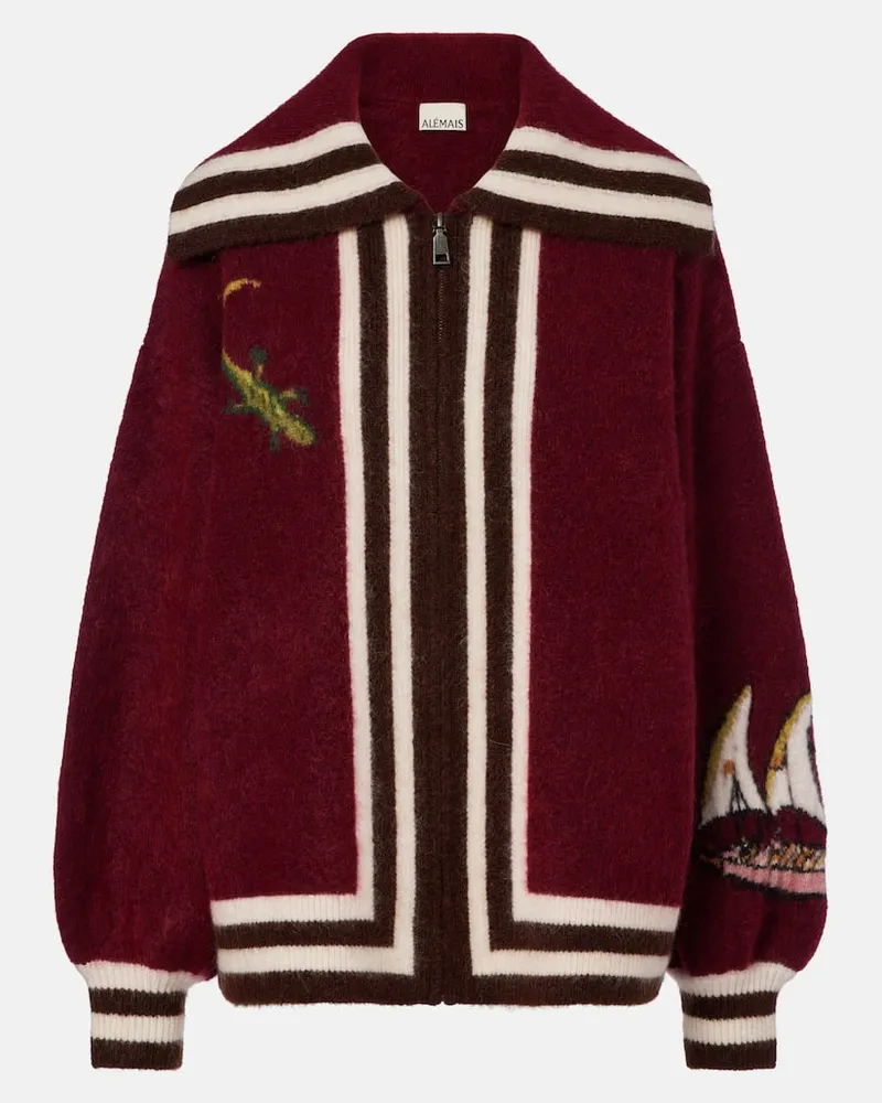ALEMAIS AlÃ©mais x Mokshini - Cardigan in misto lana e mohair Borgogna