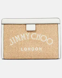 Jimmy Choo Clutch Avenue in rafia con logo Neutro