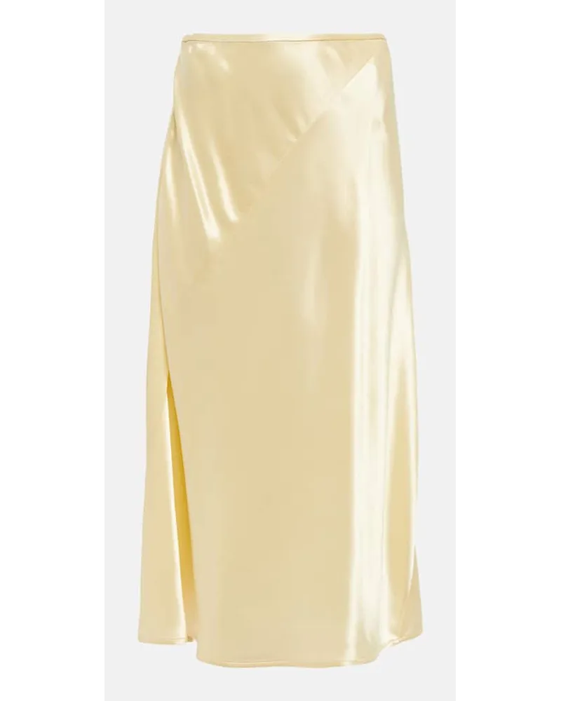 Jil Sander Gonna midi a vita alta in raso Bianco