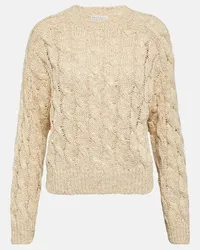 Brunello Cucinelli Pullover in misto seta e lino Beige