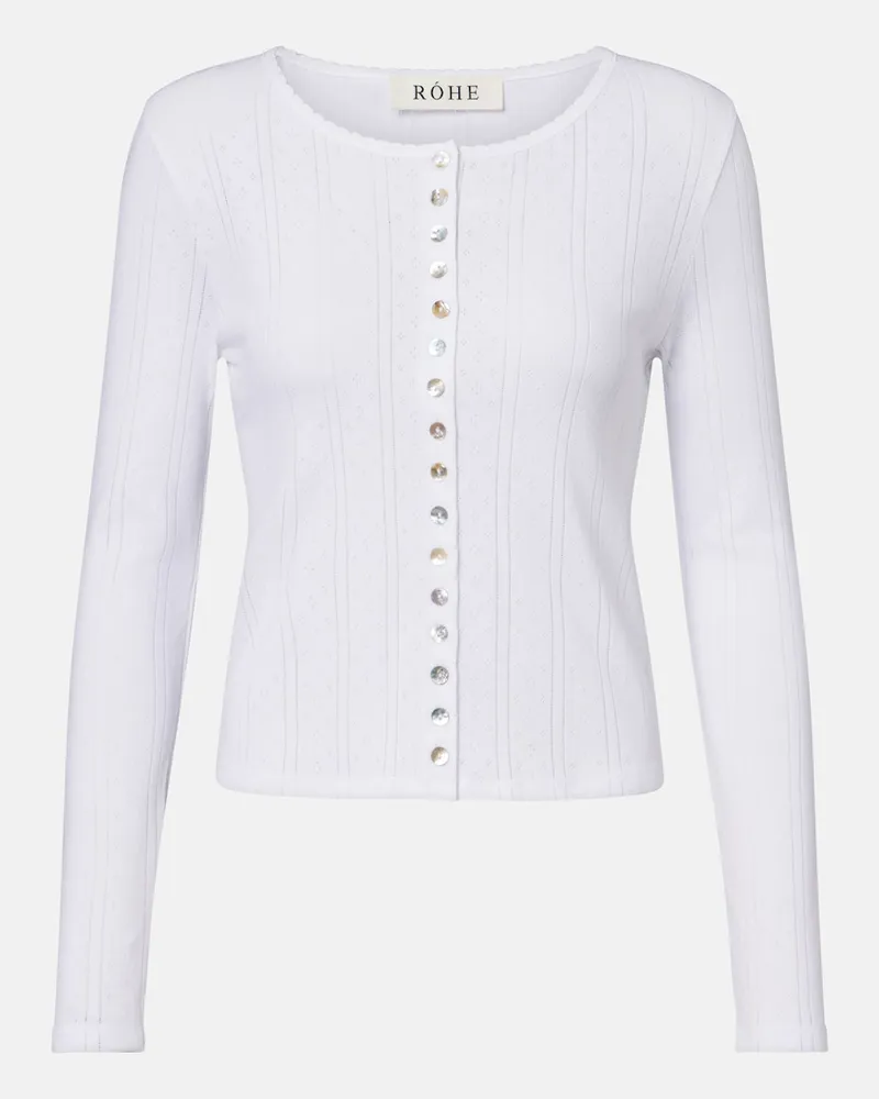 Róhe RÃ³he Cardigan in cotone pointelle Bianco