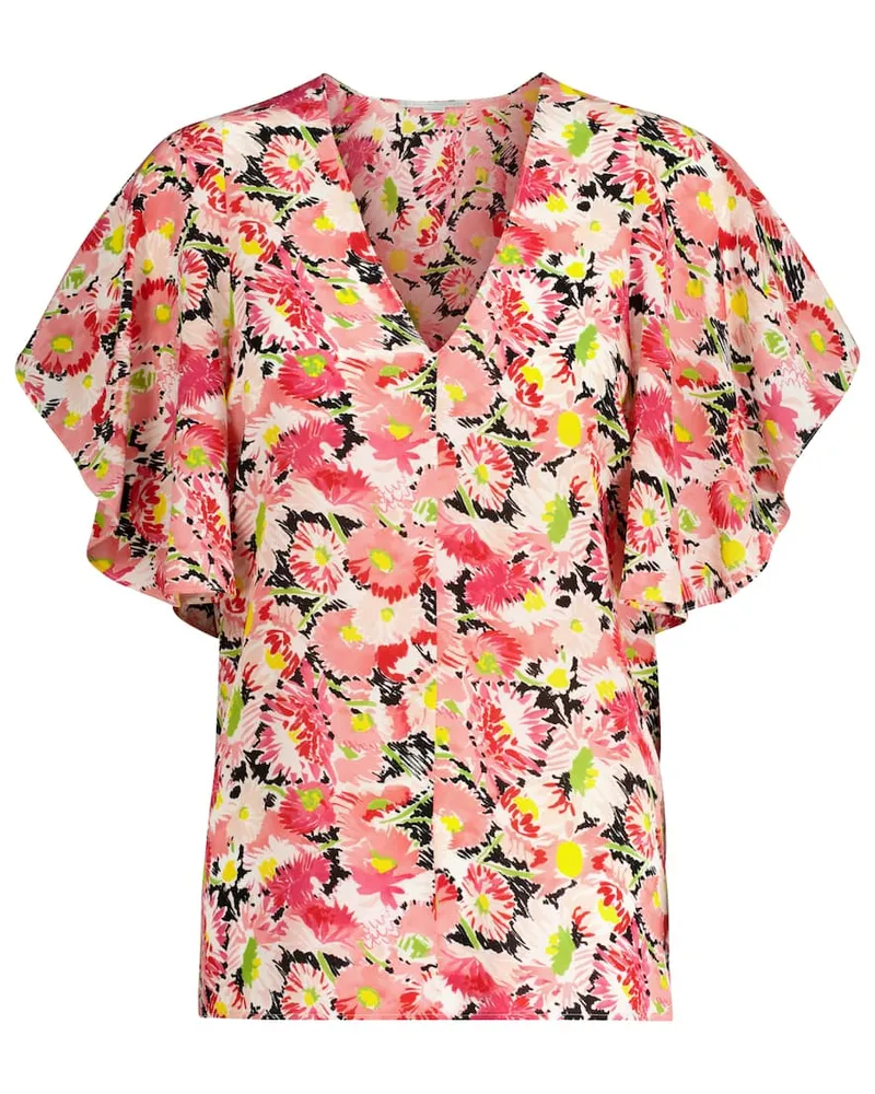 Stella McCartney Top a stampa floreale in seta Rosa