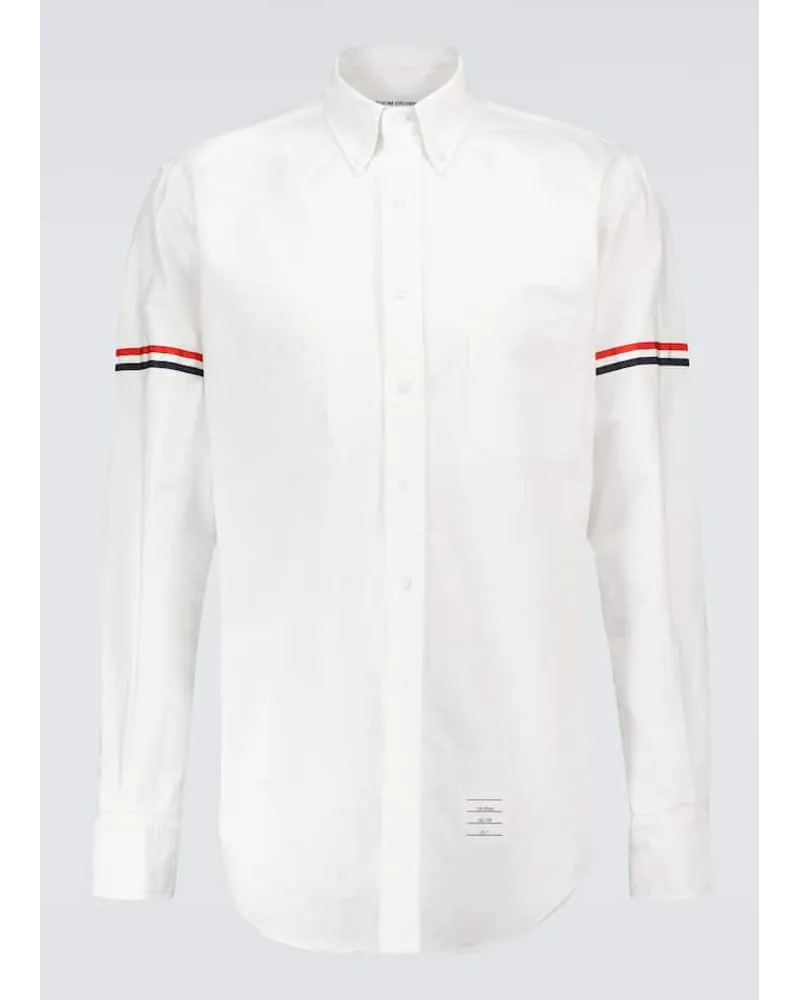 Thom Browne Camicia in cotone con grosgrain tricolore Bianco