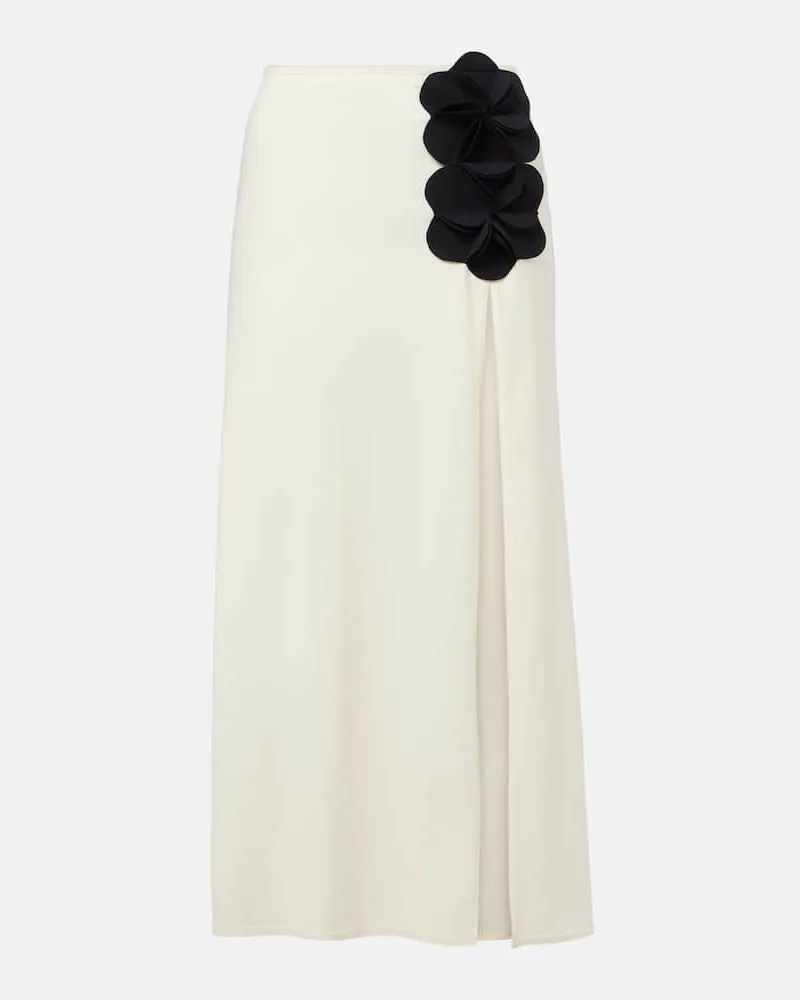 Karla Colletto Gonna midi Tess con applicazioni floreali Bianco