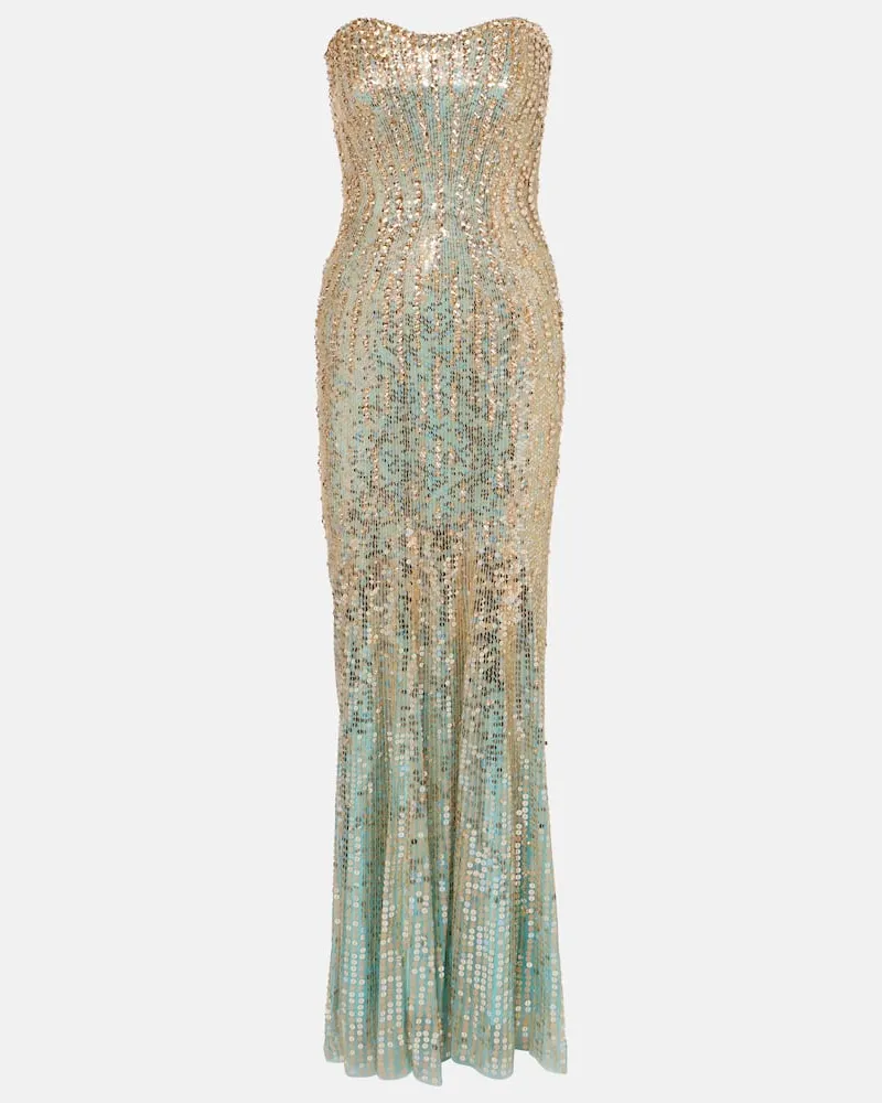 Jenny Packham Abito lungo Sarai con paillettes Oro