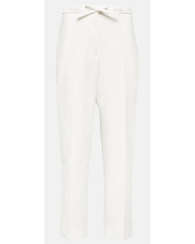 Jil Sander Pantaloni regular cropped in cotone Bianco