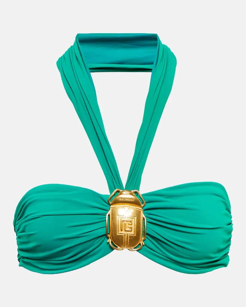 Balmain Top bikini con scollo allâamericana Verde