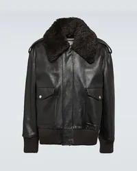 Burberry Giacca in pelle con shearling Nero