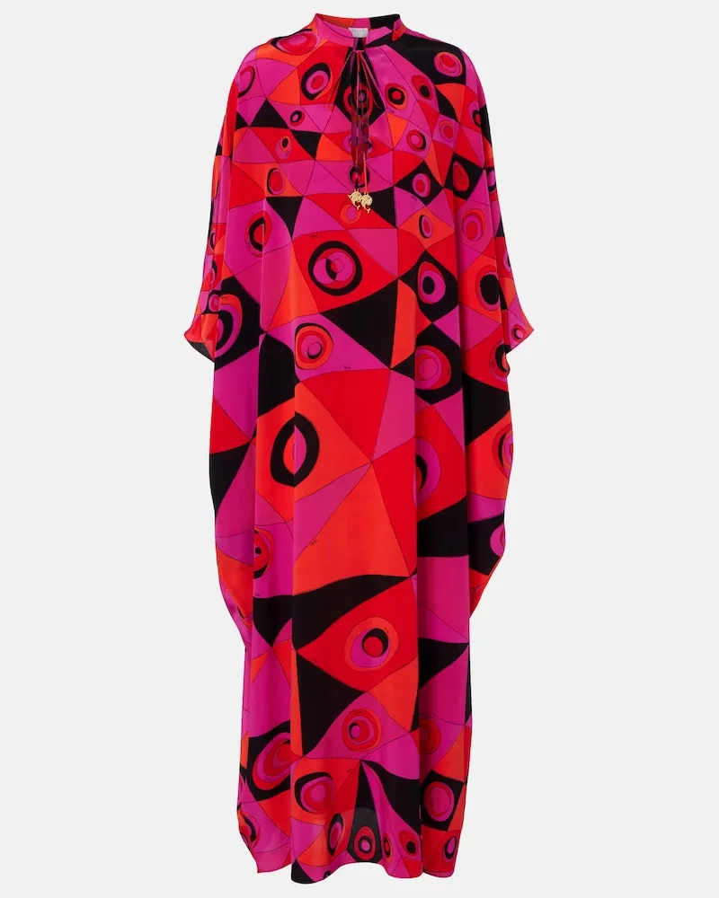 Emilio Pucci Caftano Occhi in twill di seta Multicolore