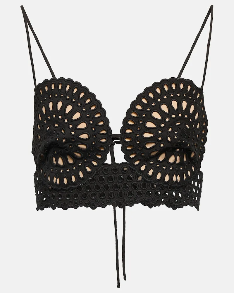 Stella McCartney Top cropped in crochet Nero