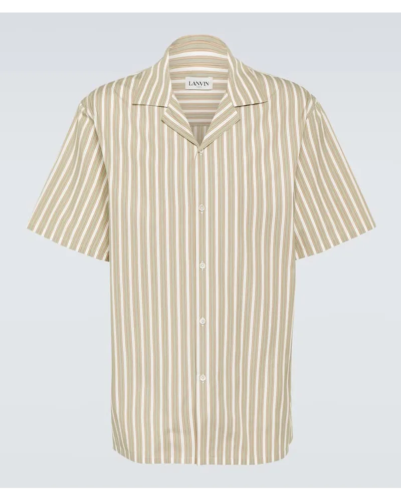 Lanvin Camicia bowling in cotone a righe Verde