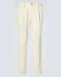 Herno Pantaloni slim in cotone e cashmere a righe Bianco