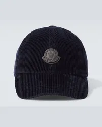 Moncler Cappello da baseball in velluto di cotone a coste con logo Blu