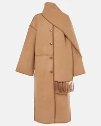 Totême Cappotto in misto lana con sciarpa Beige