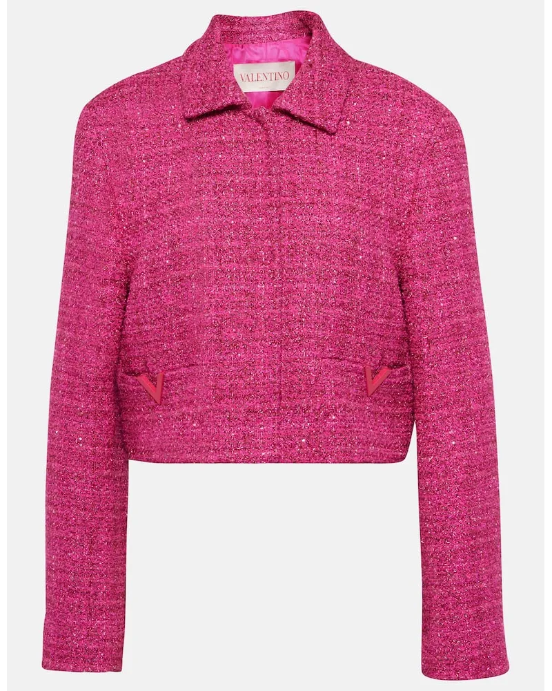 Valentino Garavani Giacca cropped VGold in tweed lamÃ Rosa