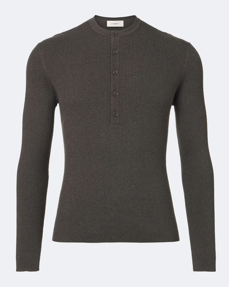 Lisa Yang Polo Henley Falk in cotone e cashmere Marrone