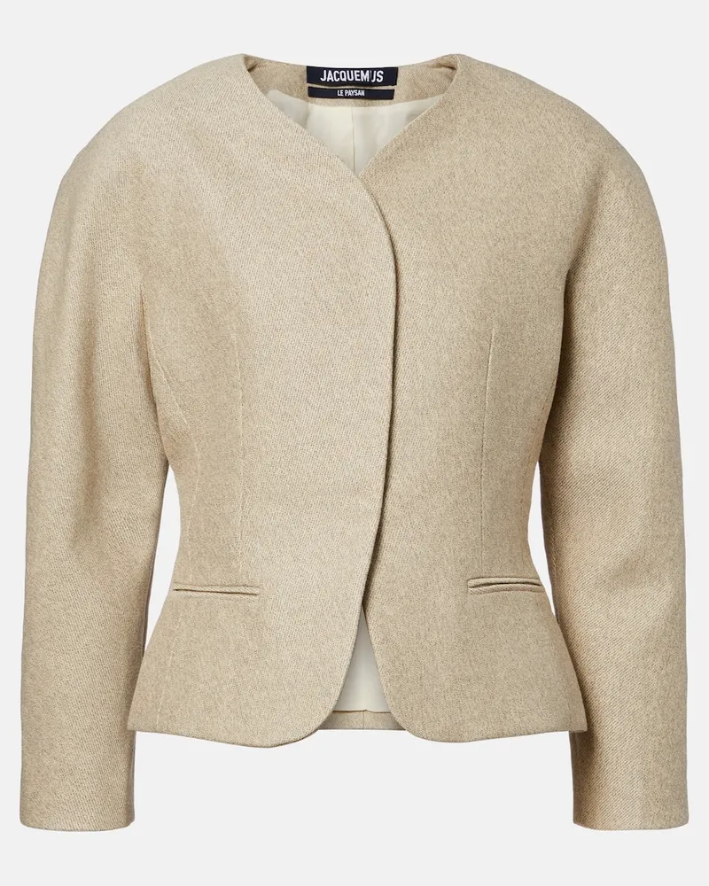 Jacquemus Giacca Ovalo in cotone e lino Beige