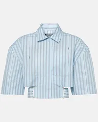 Jacquemus Camicia cropped Bari in cotone Blu