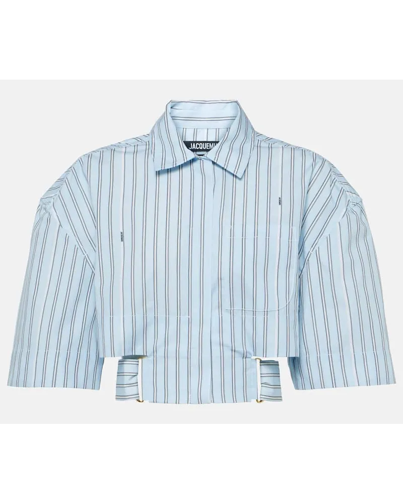 Jacquemus Camicia cropped Bari in cotone Blu