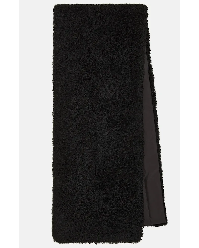 Yves Salomon Sciarpa imbottita in shearling Nero