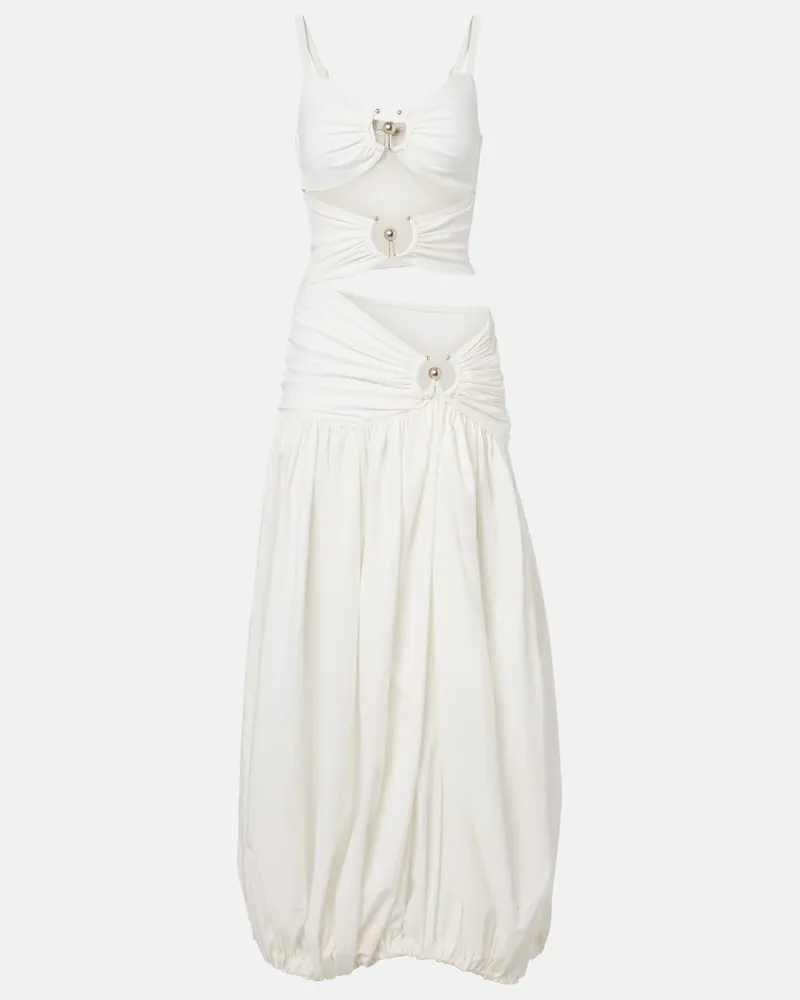 Christopher Esber Abito lungo Orbit in jersey con cut-out Bianco