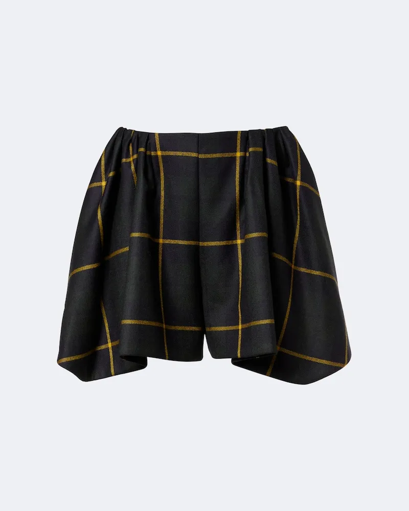 Patou Shorts in lana vergine a quadri Verde