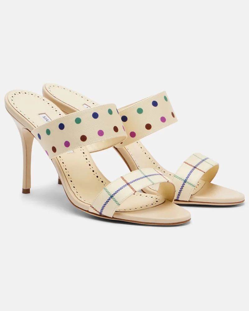 Manolo Blahnik Mules Ralotapla in raso con stampa Beige