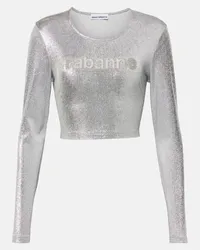 Paco Rabanne Top cropped in lamé Argento