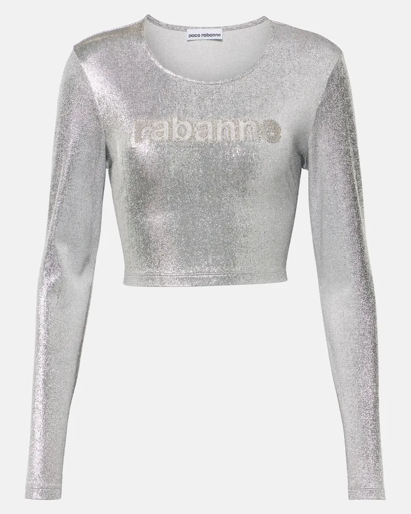 Paco Rabanne Top cropped in lamÃ Argento