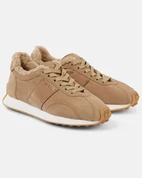 TOD'S Sneakers in suede con shearling Beige