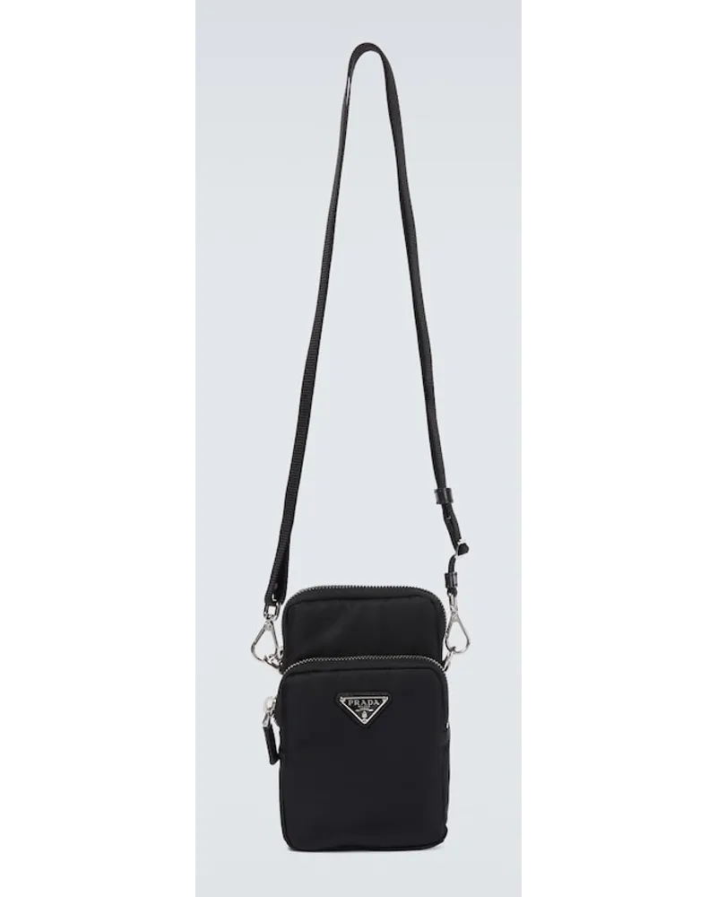 Prada Borsa porta smartphone in nylon con tracolla Nero