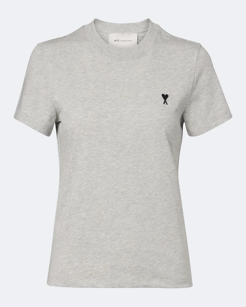 AMI Paris T-shirt Ami De Cœur in jersey di cotone Grigio