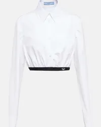 Prada Camicia cropped in cotone Bianco