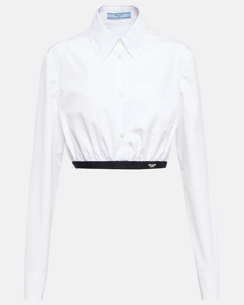 Prada Camicia cropped in cotone Bianco