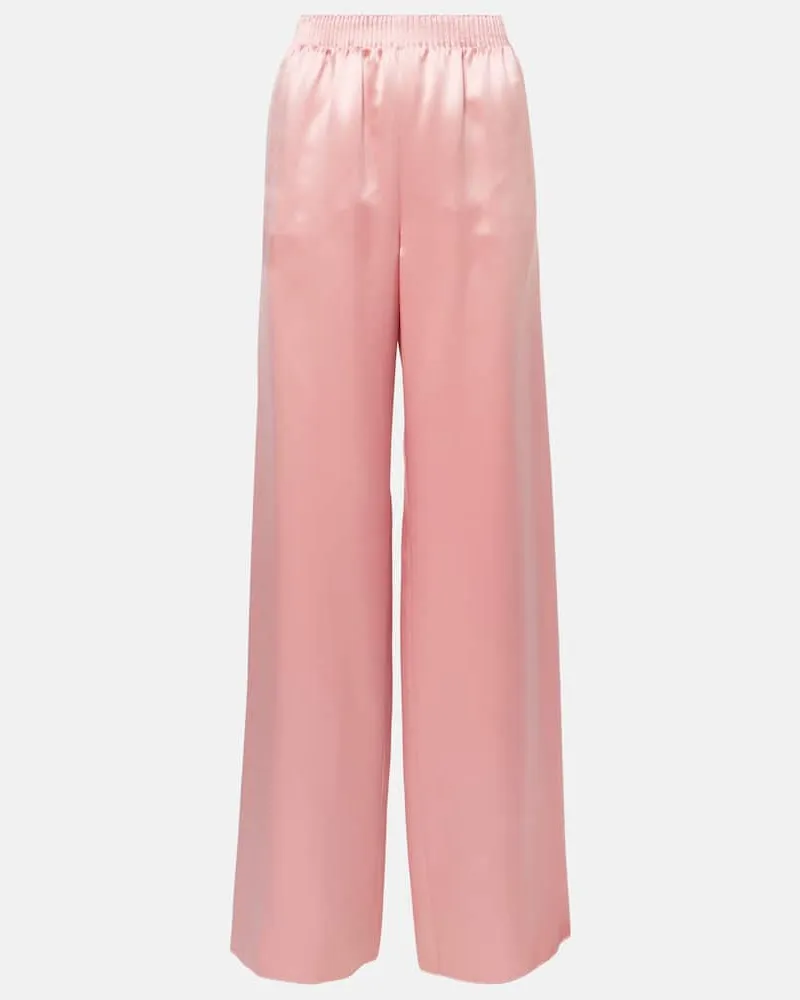 Valentino Garavani Pantaloni a gamba larga in raso di seta Rosa