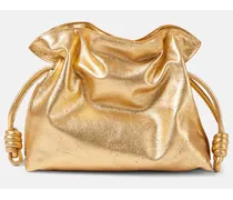 Loewe Clutch Flamenco in pelle metallizzata Oro
