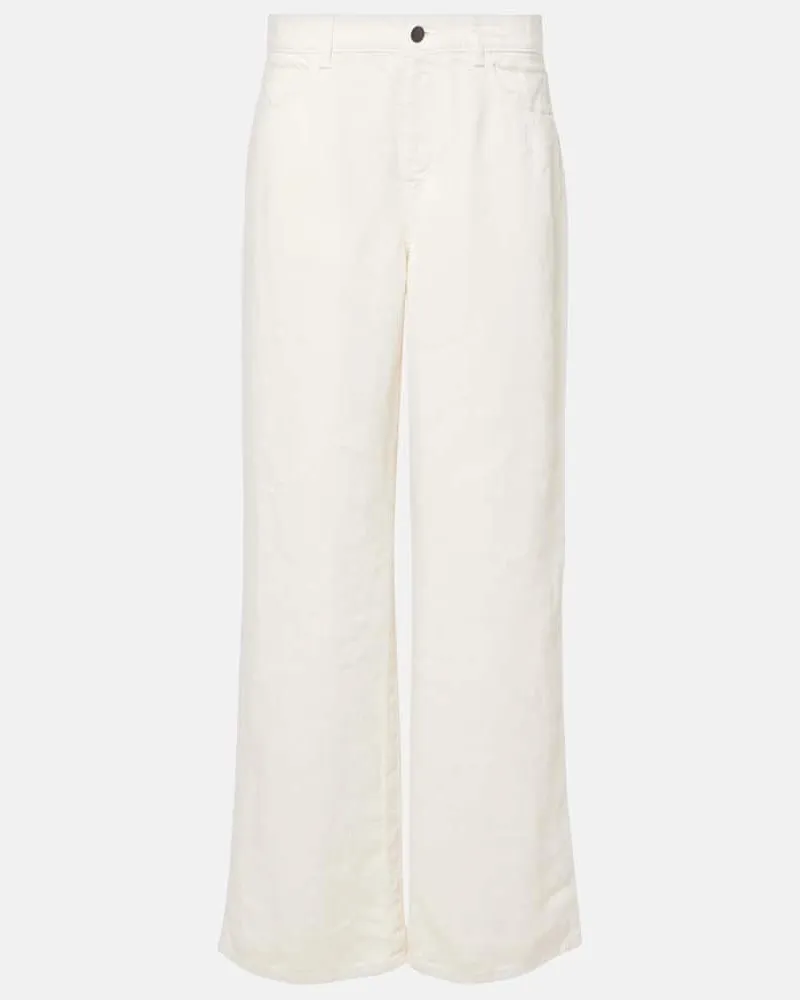 The Row Jeans regular Eglitta in lino a vita media Bianco