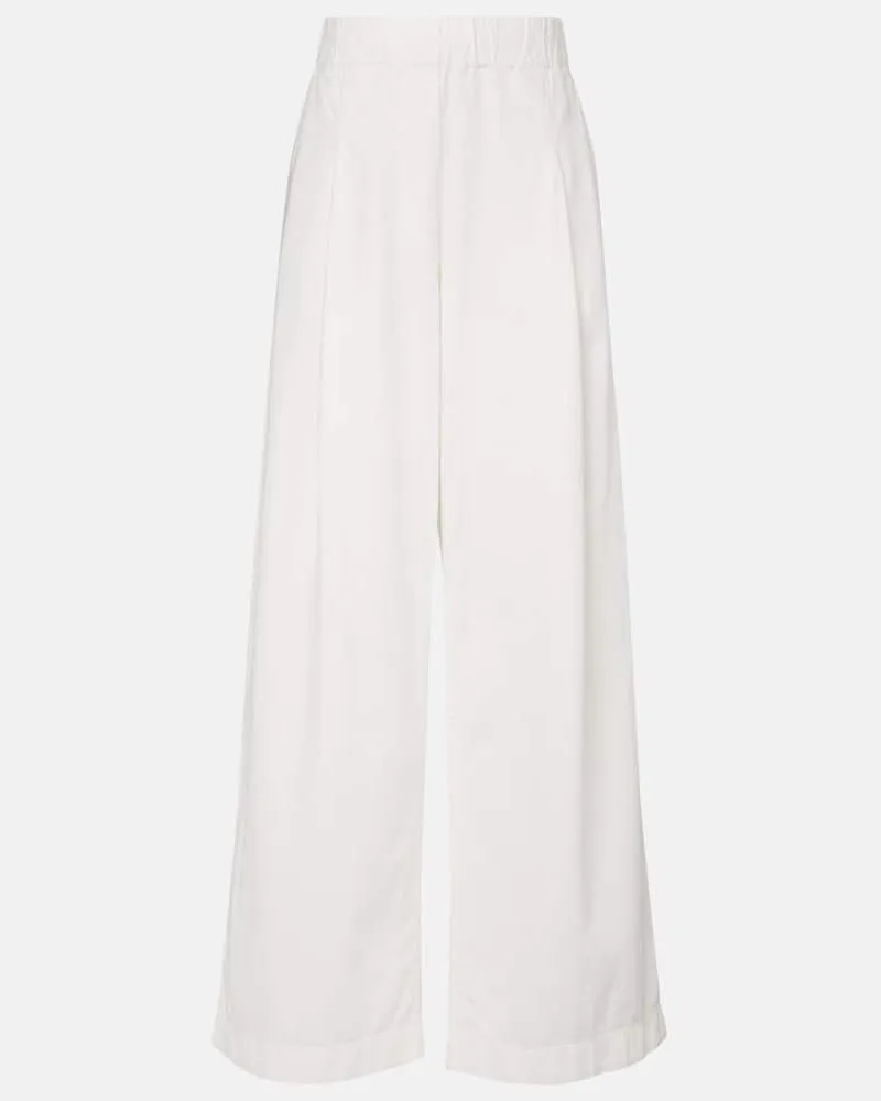 Dries van Noten Jeans a gamba larga e vita alta Bianco