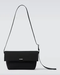 Jil Sander Borsa a tracolla in canvas con logo Nero