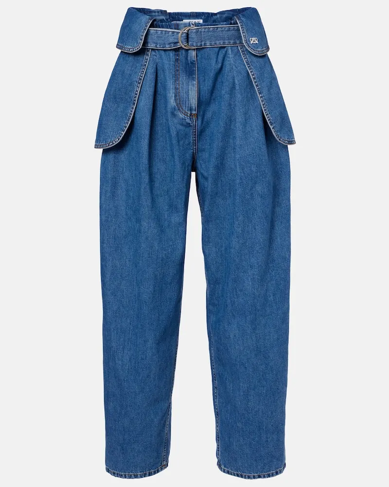Loewe Jeans a gamba larga con cintura Blu