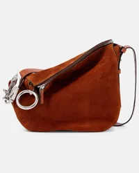 Burberry Borsa a spalla Knight Small in suede Rosso