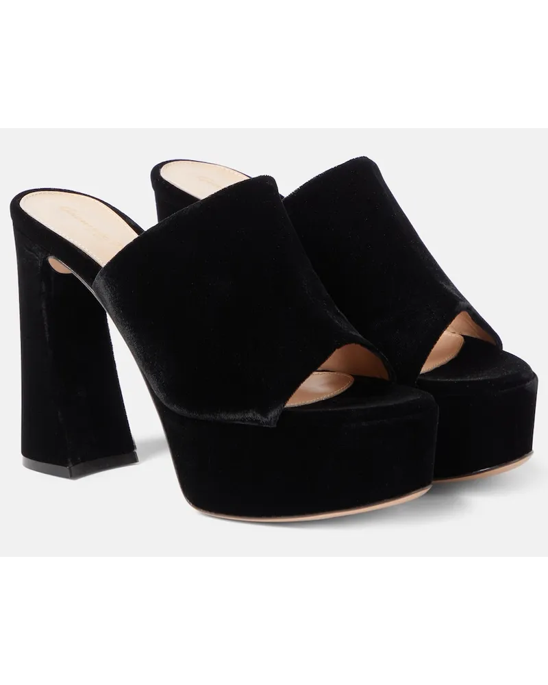 Gianvito Rossi Sandali Holly in velluto con plateau Multicolore