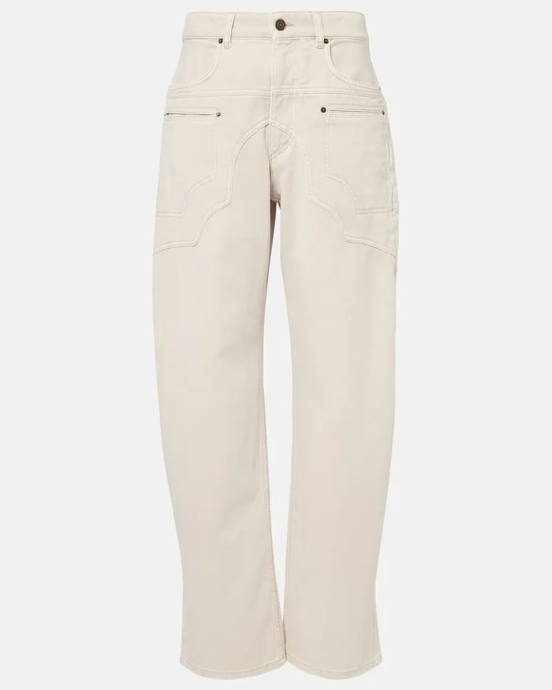Isabel Marant Jeans Beryl a gamba larga e vita alta Bianco