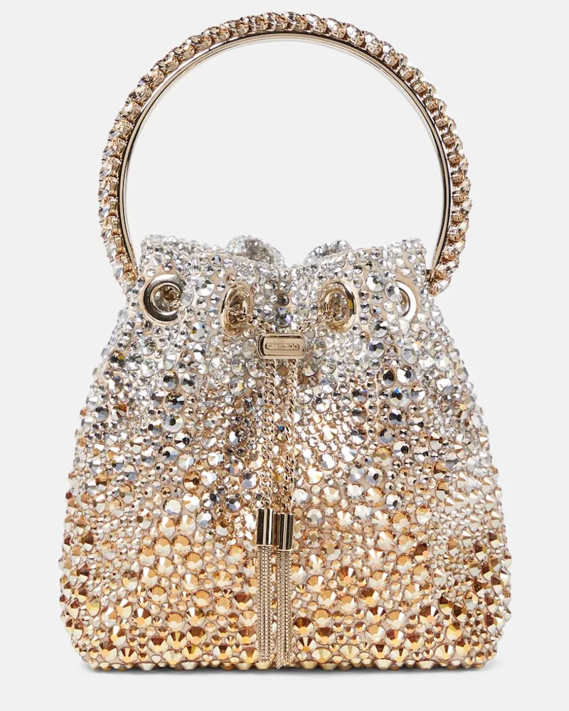 Jimmy Choo Secchiello Bon Bon con cristalli Oro