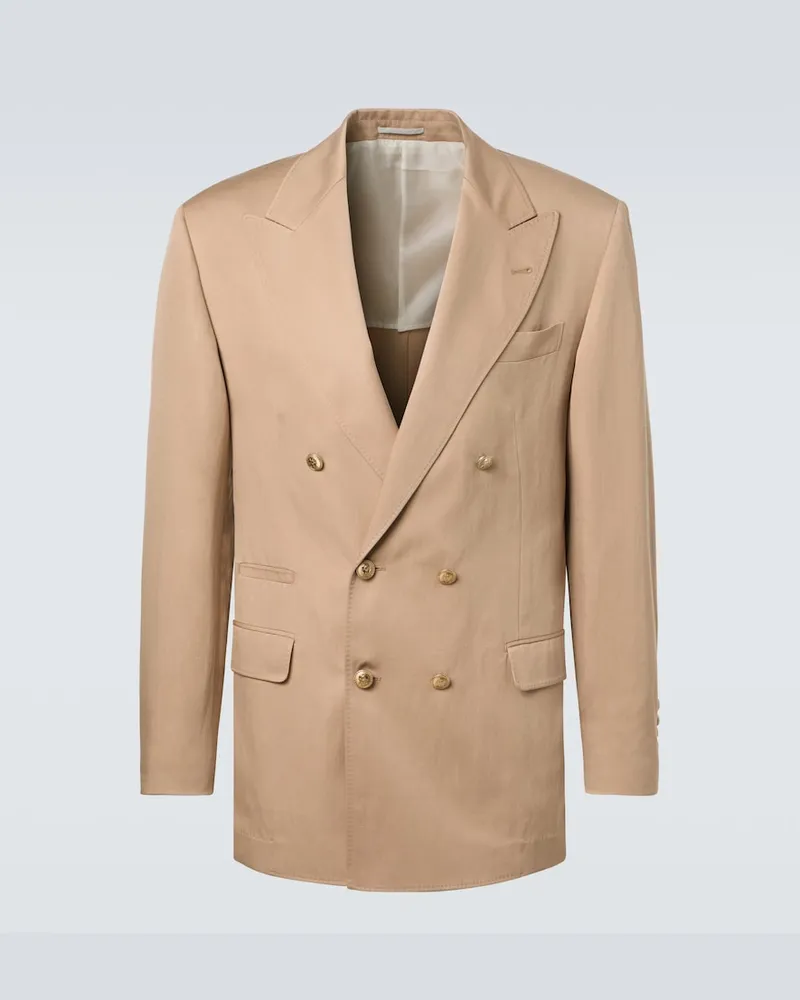 Brunello Cucinelli Blazer in seta e lino Marrone