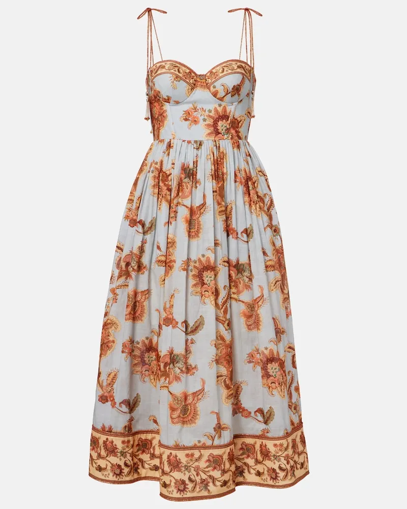 Zimmermann Abito bustier Aster in cotone Blu