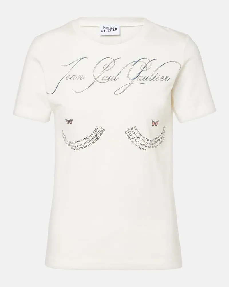 Jean Paul Gaultier T-shirt in jersey di cotone con logo Bianco