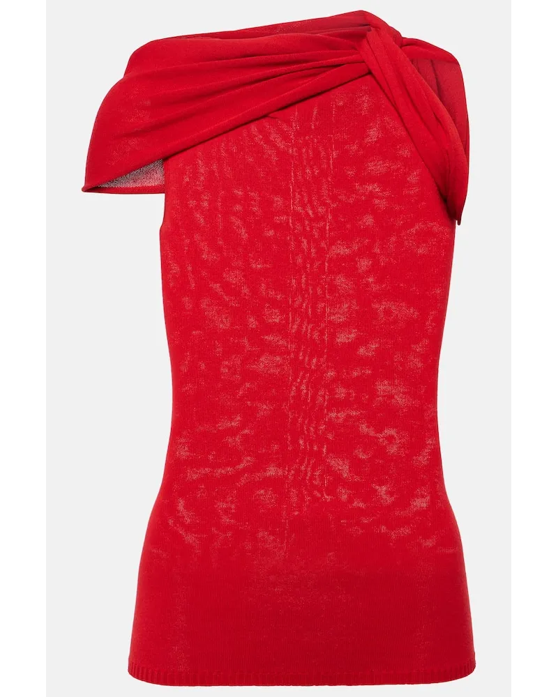 Rick Owens Top monospalla in maglia Rosso