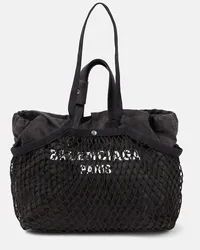 Balenciaga Borsa 24/7 in crochet e canvas Nero